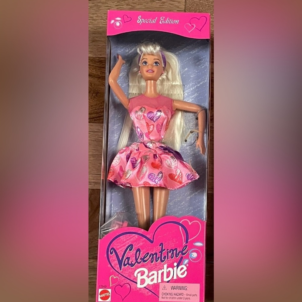 Mattel Valentine Barbie Doll - Pink and Blonde